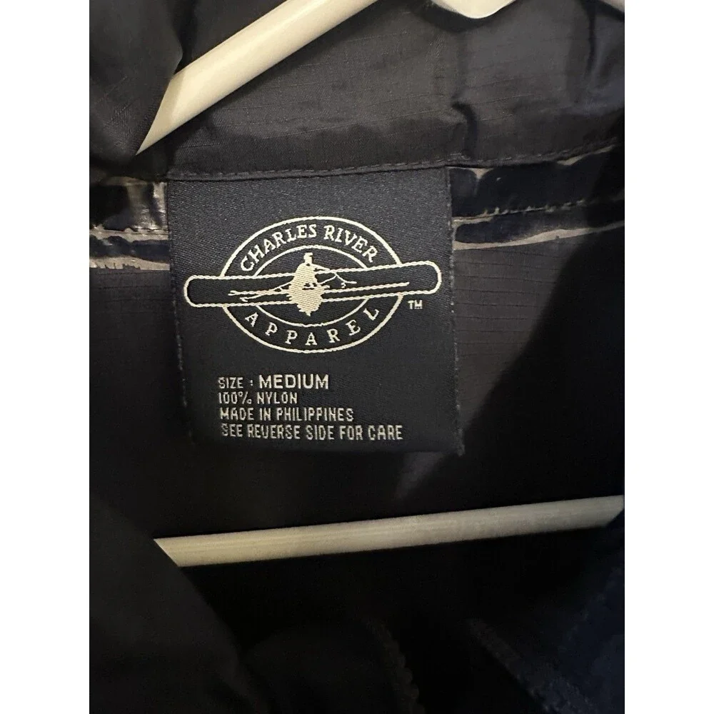 Charles River Navy Nylon Windbreaker Jacket Men’s Medium Lightweight Zip Up